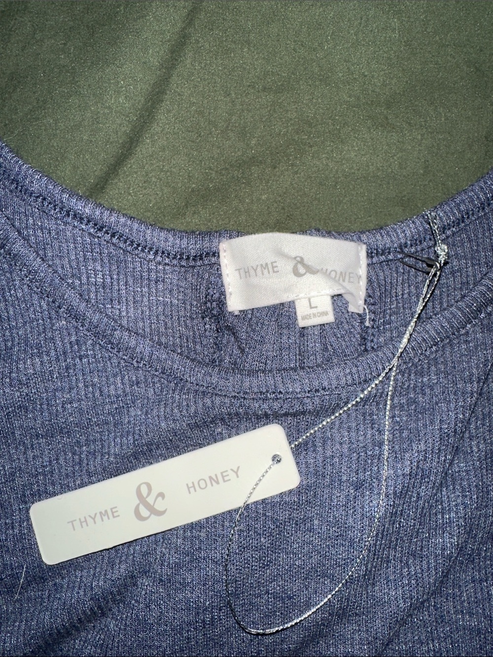 Relaxed Ribbed Tank Top - Heathered Navy - Picture 2 of 3